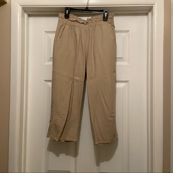 WIDE LEG LINEN TROUSERS - Picture 1 of 3